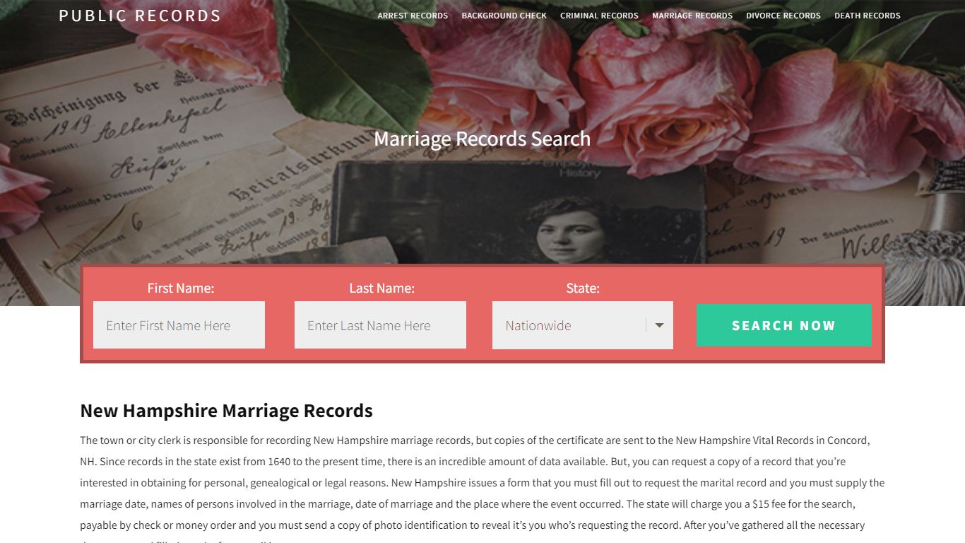 New Hampshire Marriage Records | Enter Name and Search. 14Days Free